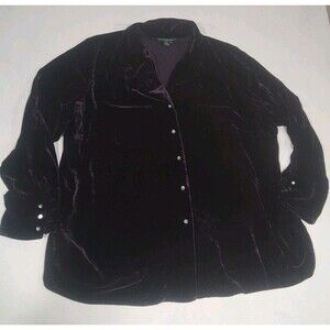 Lauren Ralph Lauren Velvet 16W Blouse Jewel Tone Amethyst Fairy Purple Shirt